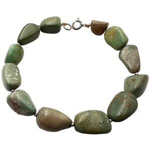 Sterling Silver Womans Bracelet Green Turquoise Nugget Southwest Unique Gift